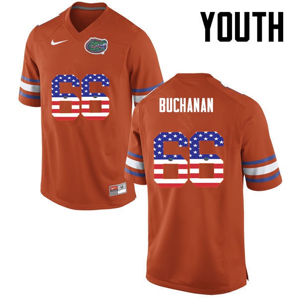 Florida Gators Youth #66 Nick Buchanan College Football USA Flag Fashion Orange
